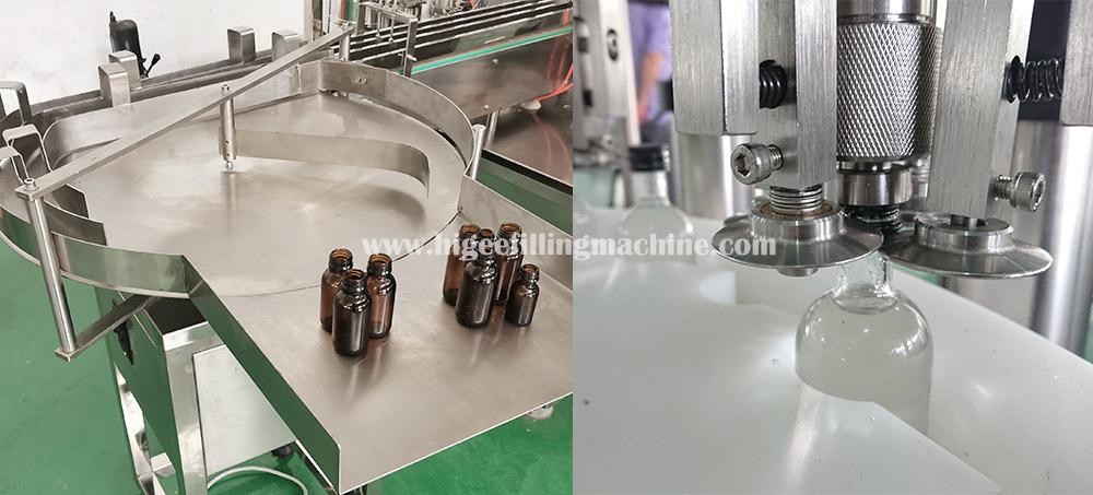 3 higee glass bottle liquid filling machine with ropp cap