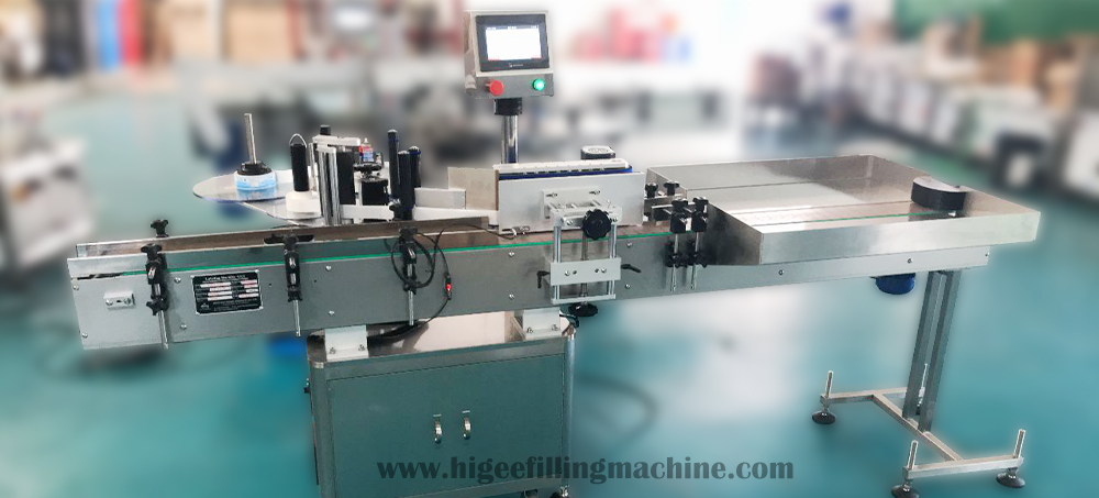 5 HAY200 round bottle labeling machine with collection table